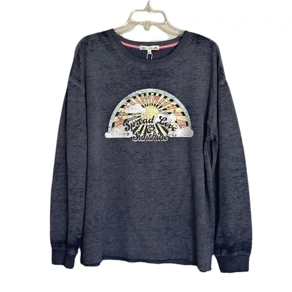 C & C California Burnout Love & Sunshine Graphic Long Sleeve Tee NWT - Picture 1 of 4